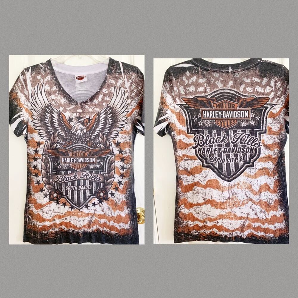 Harley Davidson All Over Print Black Hills SD Tee Medium - Picture 2 of 7